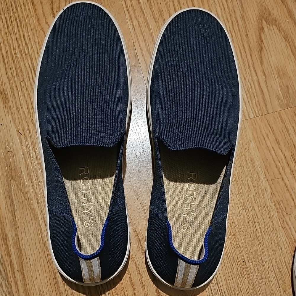 Rothy's Navy Blue Slip-On Sneakers with White Trim